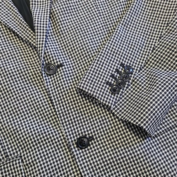Marc Jacobs Silk Wool Check Blazer Men Sz XL White Black - Picture 6 of 8